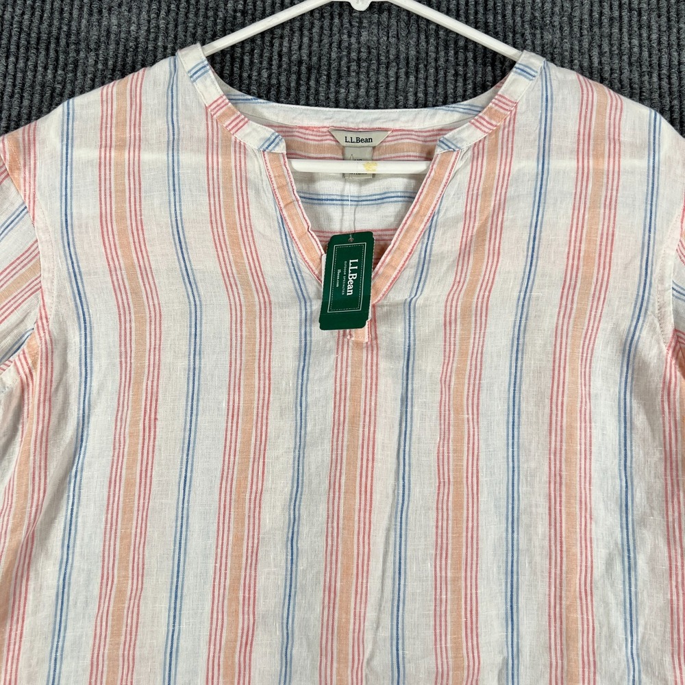 LL Bean Shirt Womens XS Extra Small Striped Long Sleeve Oversized Outdoor New
